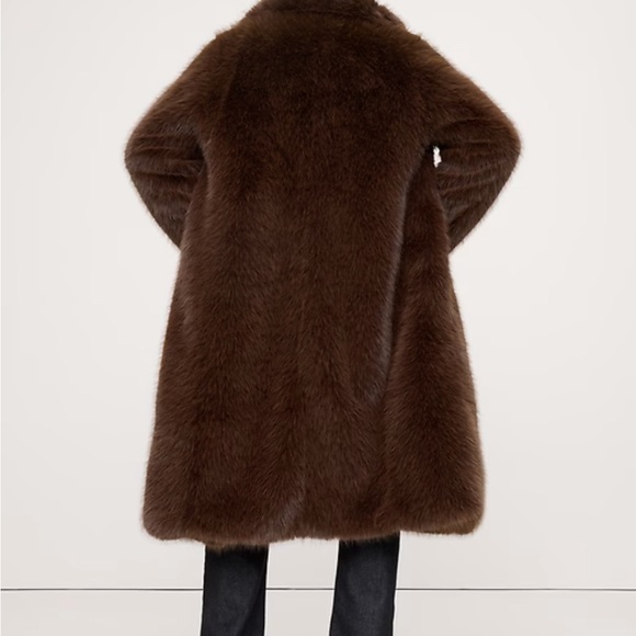 Banana Republic Rich Brown Faux Fur Long Coat NWT - Picture 2 of 8